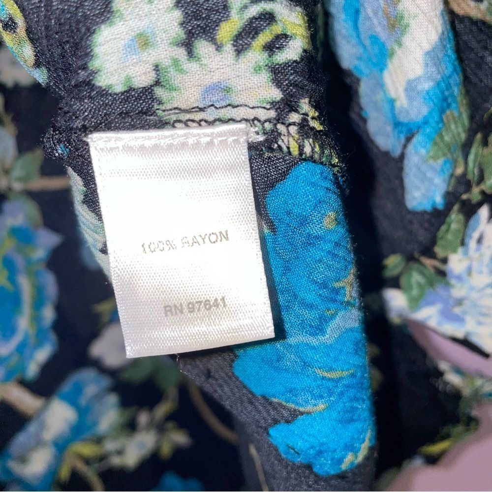 J Jill XLP Black Floral Blouse Short Sleeve Tunic Top - Picture 5 of 8